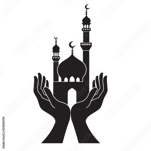silhouette of a mosque in the night