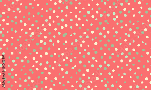 Geometric polka dot pattern with colorful spots, perfect for seamless wallpaper, textile prints, and modern poster backgrounds with an abstract touch.