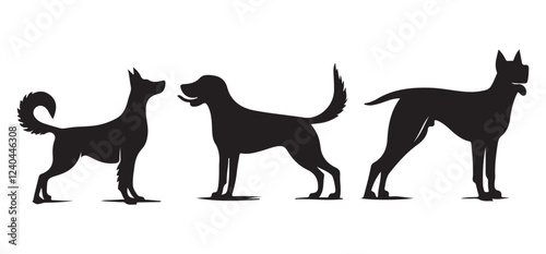 Various Dog Breeds Silhouette Vector Illustration