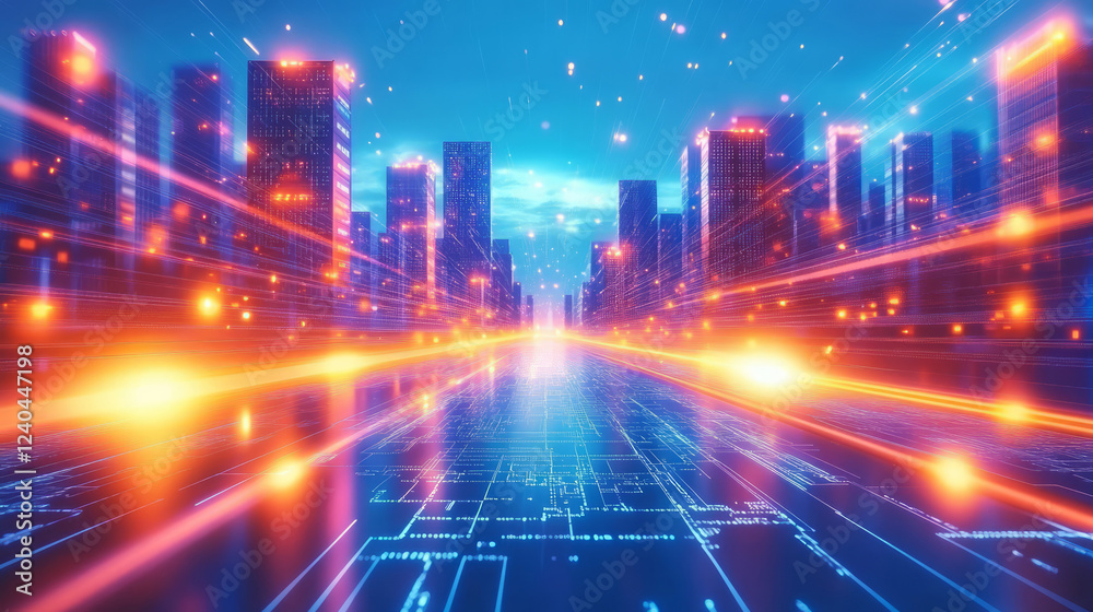 Obraz premium Smart city big data interconnection concept