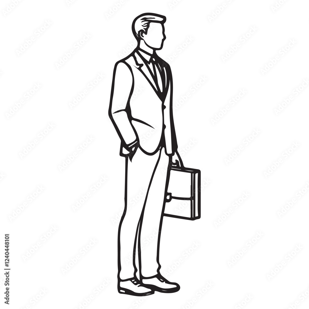 Businessman with Briefcase Silhouette Illustration Businessman with Briefcase Silhouette Illustration