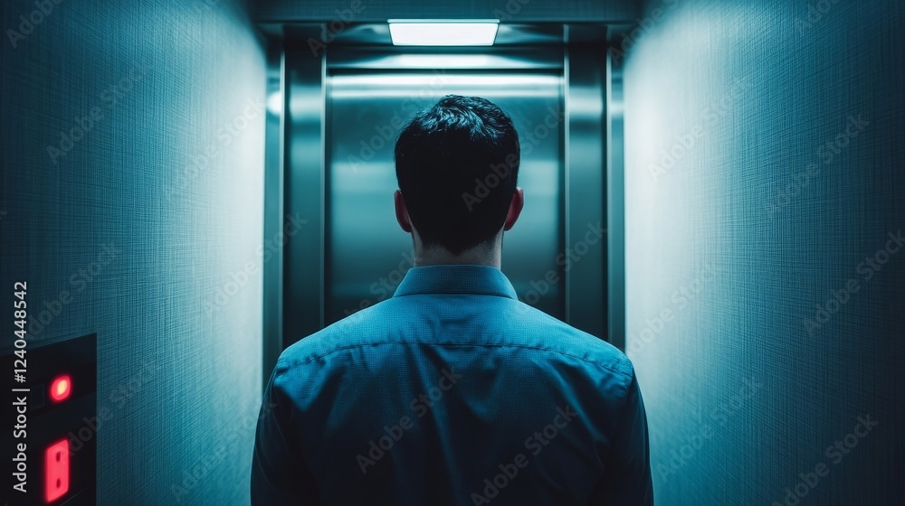Man Suffering From Claustrophobia Trapped Inside Elevator, Man Suffering From Claustrophobia Trapped Inside Elevator,