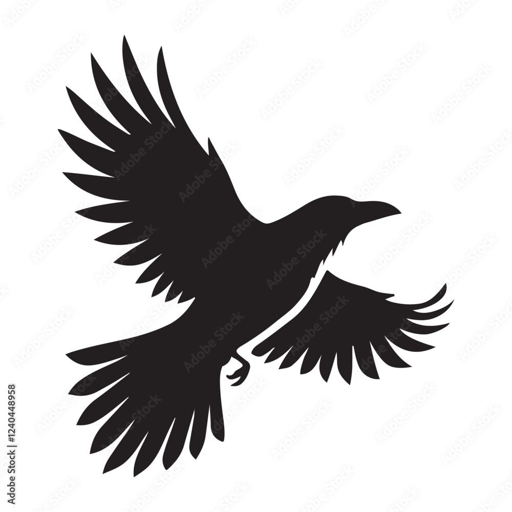 Fototapeta premium Vector Silhouette of a Raven in Flight