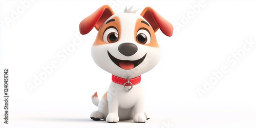 Cartoon white and brown dog character isolated on white
