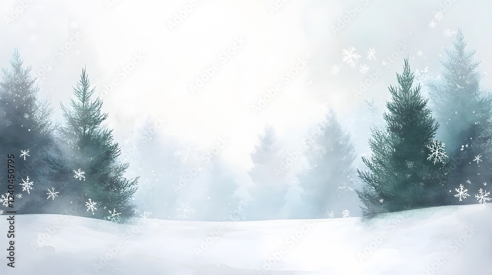 Fototapeta premium Serene Winter Wonderland Snowy Forest Scene