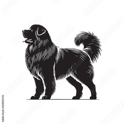 Caucasian Shepherd Dog Vector - Minimalist Caucasian Shepherd Dog Design - Caucasian Shepherd Dog Silhouette.
