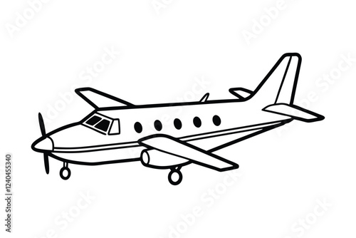 Cessna airplane line art vector illustration.eps