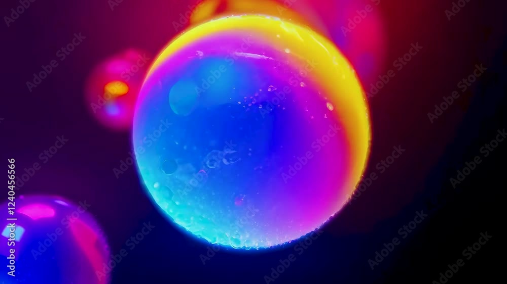 Colorful bubbles floating in a dark background Colorful bubbles floating in a dark background