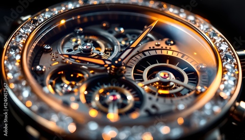 Wallpaper Mural Exquisite Gold Watch with Diamond Accents, Close-up Torontodigital.ca