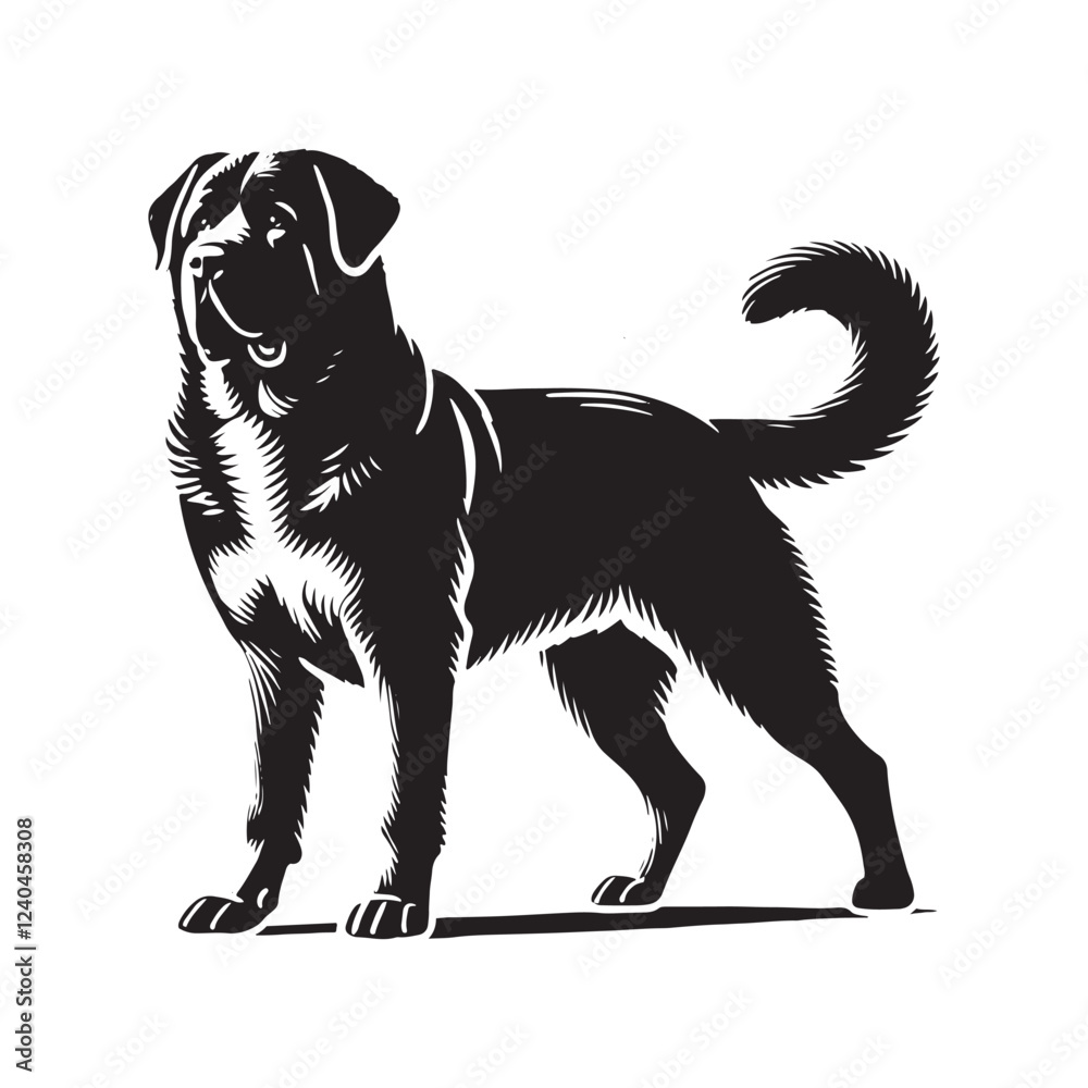 Obraz premium Central Asian Shepherd Dog Vector - Minimalist Central Asian Shepherd Dog Design - Central Asian Shepherd Dog Silhouette.
