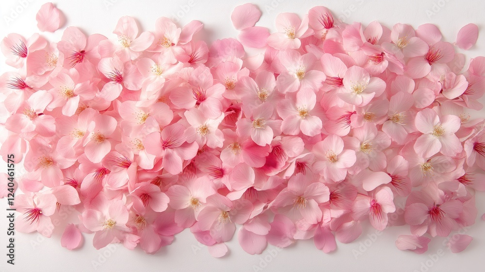 Obraz premium A vibrant arrangement of soft pink cherry blossom petals, symbolizing beauty, renewal, and the arrival of spring. Perfect for celebrations and serene moments.