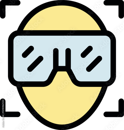 Facial recognition software scanning a person wearing augmented reality glasses for biometric authentication