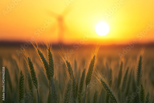 Golden Sunrise Over a Wheat Field photo