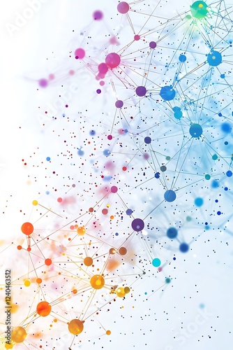 White global communication banner with colorful network connections representing digital transformation