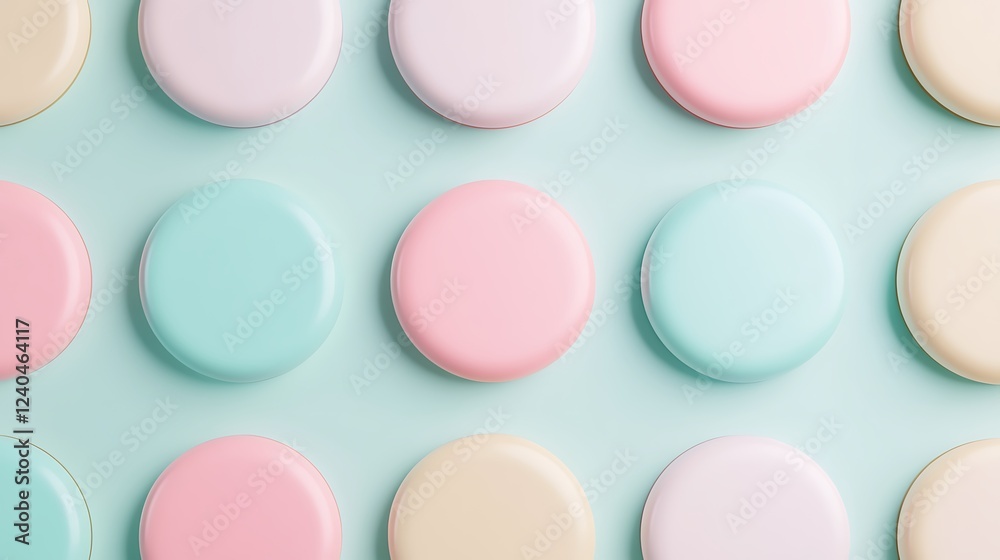 Colorful Macaron Pattern on Pastel Background in Shades of Pink, Mint, Blue, and Cream for Sweet Treat Inspiration Colorful Macaron Pattern on Pastel Background in Shades of Pink, Mint, Blue, and Cream for Sweet Treat Inspiration