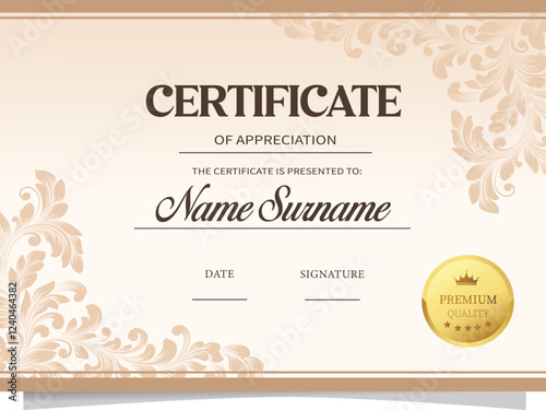 certificate floral brown