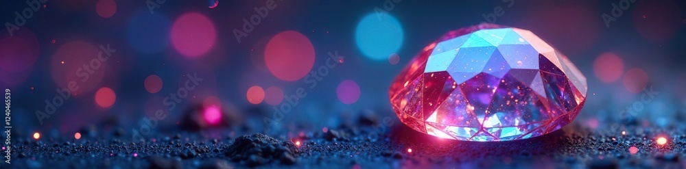 Iridescent faceting on a crystal gem creates a holographic effect, shine, faceted, crystal Iridescent faceting on a crystal gem creates a holographic effect, shine, faceted, crystal