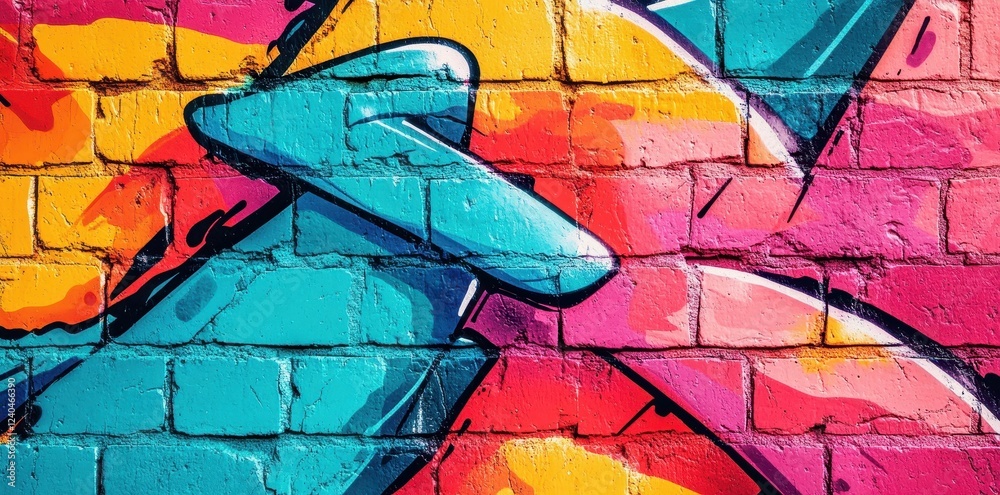Fototapeta premium Vibrant Graffiti Art on Brick Wall