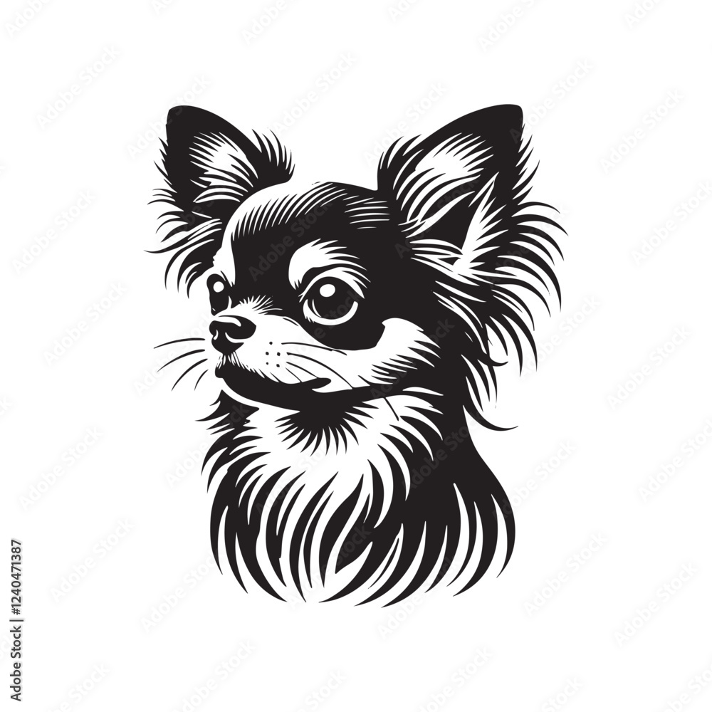 Obraz premium Chihuahua Dog Vector Silhouette - Chihuahua Dog Minimalist Design - Chihuahua Dog Illustration.