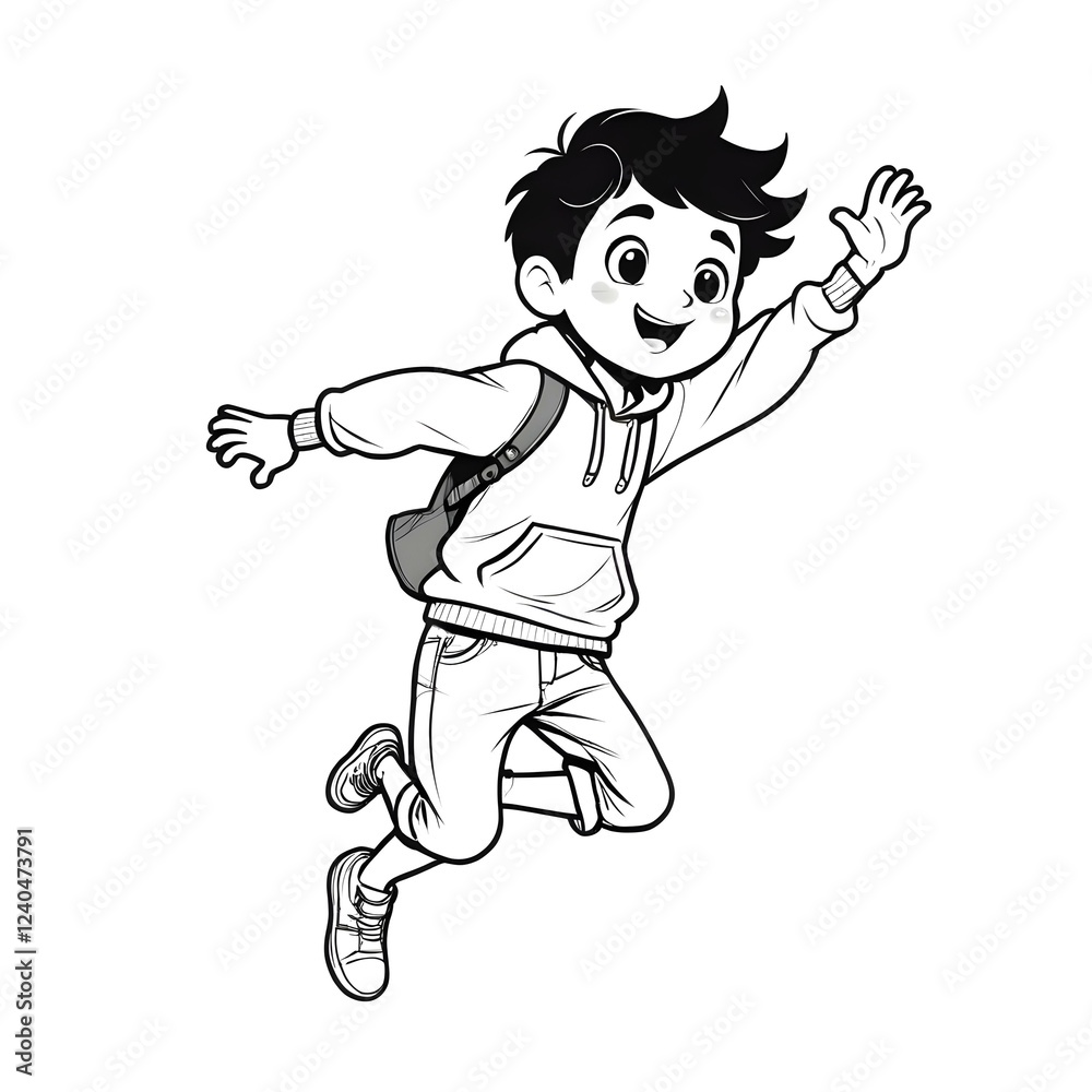 An illustration of a boy jumping An illustration of a boy jumping