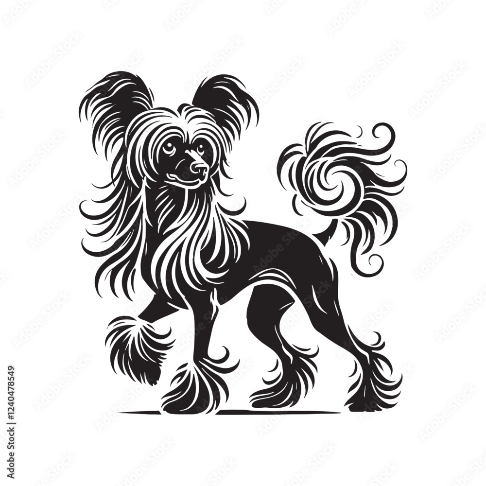 custom made wallpaper toronto digitalChinese Crested Dog Vector Silhouette - Minimalist Chinese Crested Dog Design - Illustration of Chinese Crested Dog.