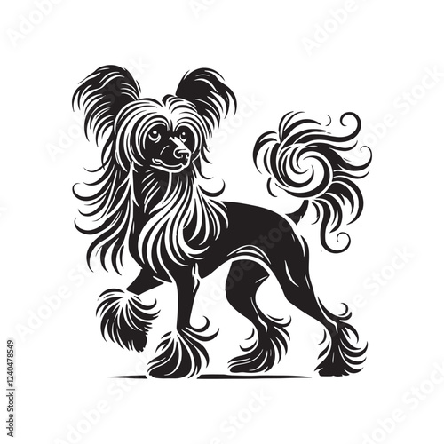 Wallpaper Mural Chinese Crested Dog Vector Silhouette - Minimalist Chinese Crested Dog Design - Illustration of Chinese Crested Dog. Torontodigital.ca