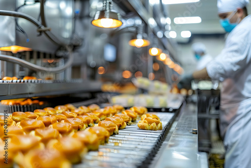 Photo - Industrial Food Production Bakery Conveyor Belt Pastry Treats