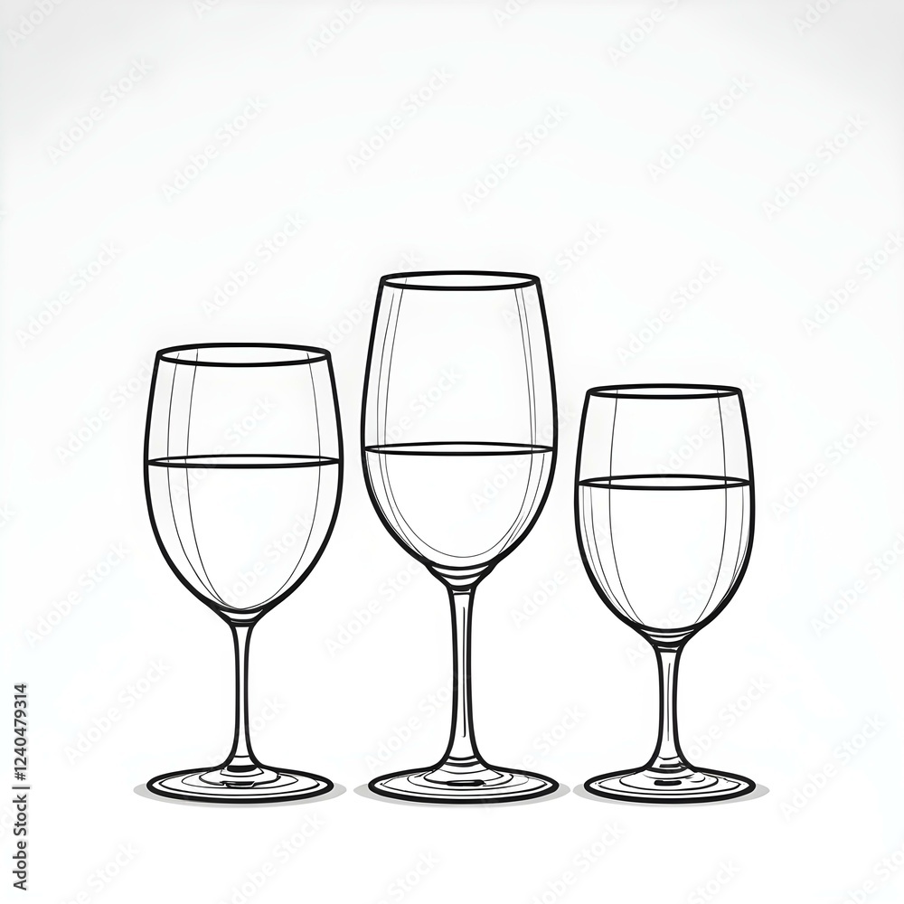 An illustration of three glasses of water An illustration of three glasses of water