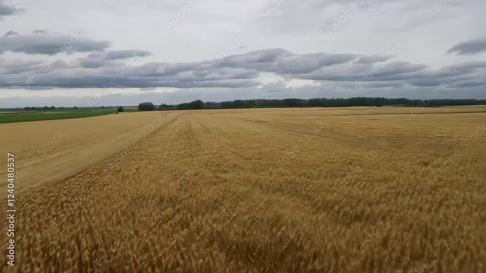 Golden wheat field under cloudy skies in spring Golden wheat field under cloudy skies in spring