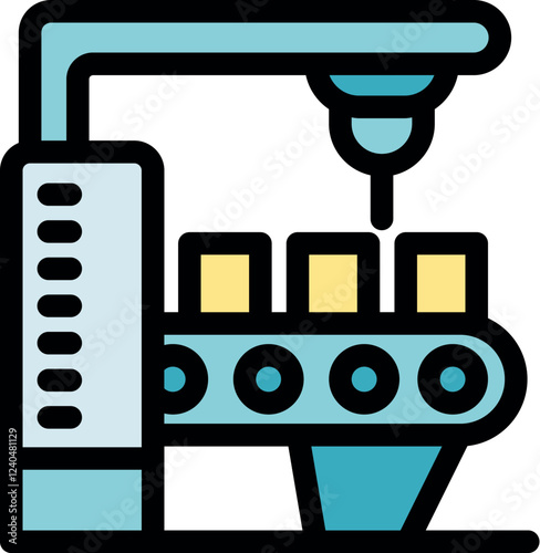 Modern factory automation process with robotic arm handling products on conveyor belt, enhancing efficiency and productivity