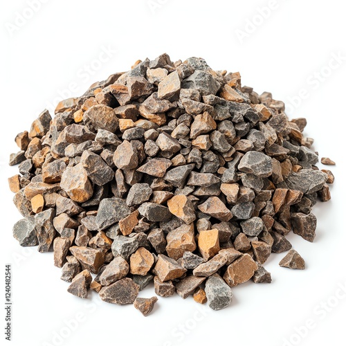 Pile of natural gravel stones on a white isolated background. photo