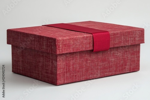 Red gift box with ribbon showcasing elegant design for special occasions and celebrations photo