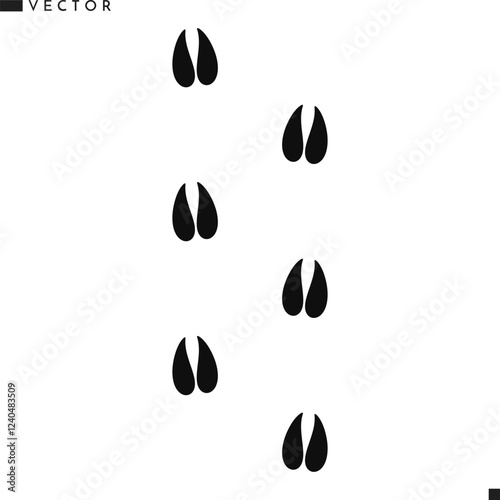 Deer paw print vector illustration. Wild animal track 