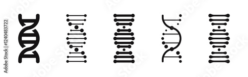 DNA or chromosome icon. Spiral molecule symbol collection. Vector illustration.