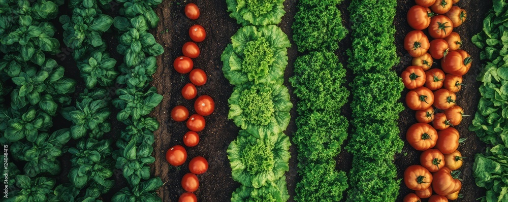 Variety of fresh vegetables neatly arranged in rows. Variety of fresh vegetables neatly arranged in rows.