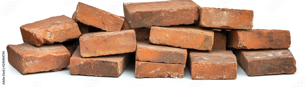 Stack of red bricks, isolated on a white background. Stack of red bricks, isolated on a white background.