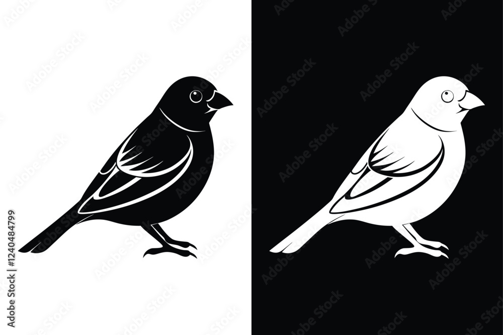Fototapeta premium Finch Silhouette Vector Perfect for Logos and Graphics.