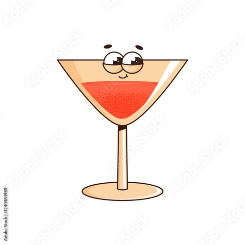 Retro groovy character cocktail. Funky alcoholic or nonalcoholic drink. Vintage vector illustration 70s, 80s style on transparent background for social networks, branding