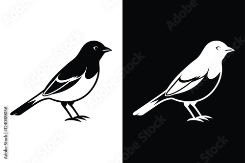 Finch Silhouette Vector Perfect for Logos and Graphics.