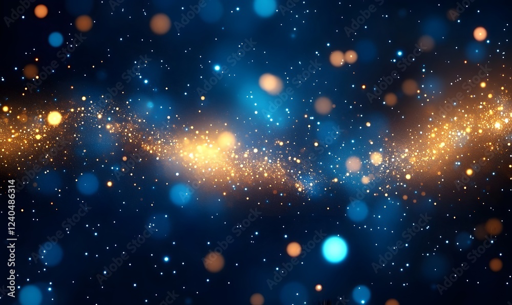 Obraz premium Abstract dark blue and gold particle background