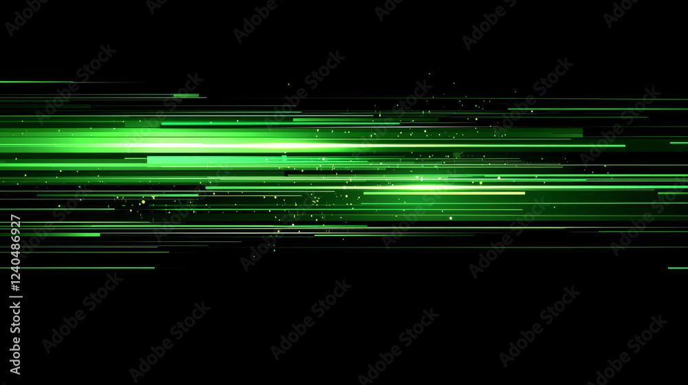 Abstract green light streaks, digital speed, glowing lines. Abstract green light streaks, digital speed, glowing lines.