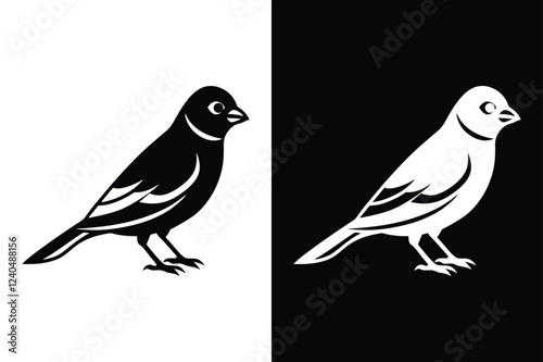 Wallpaper Mural Download Finch Silhouette Vector Icon Crisp Black & White. Torontodigital.ca