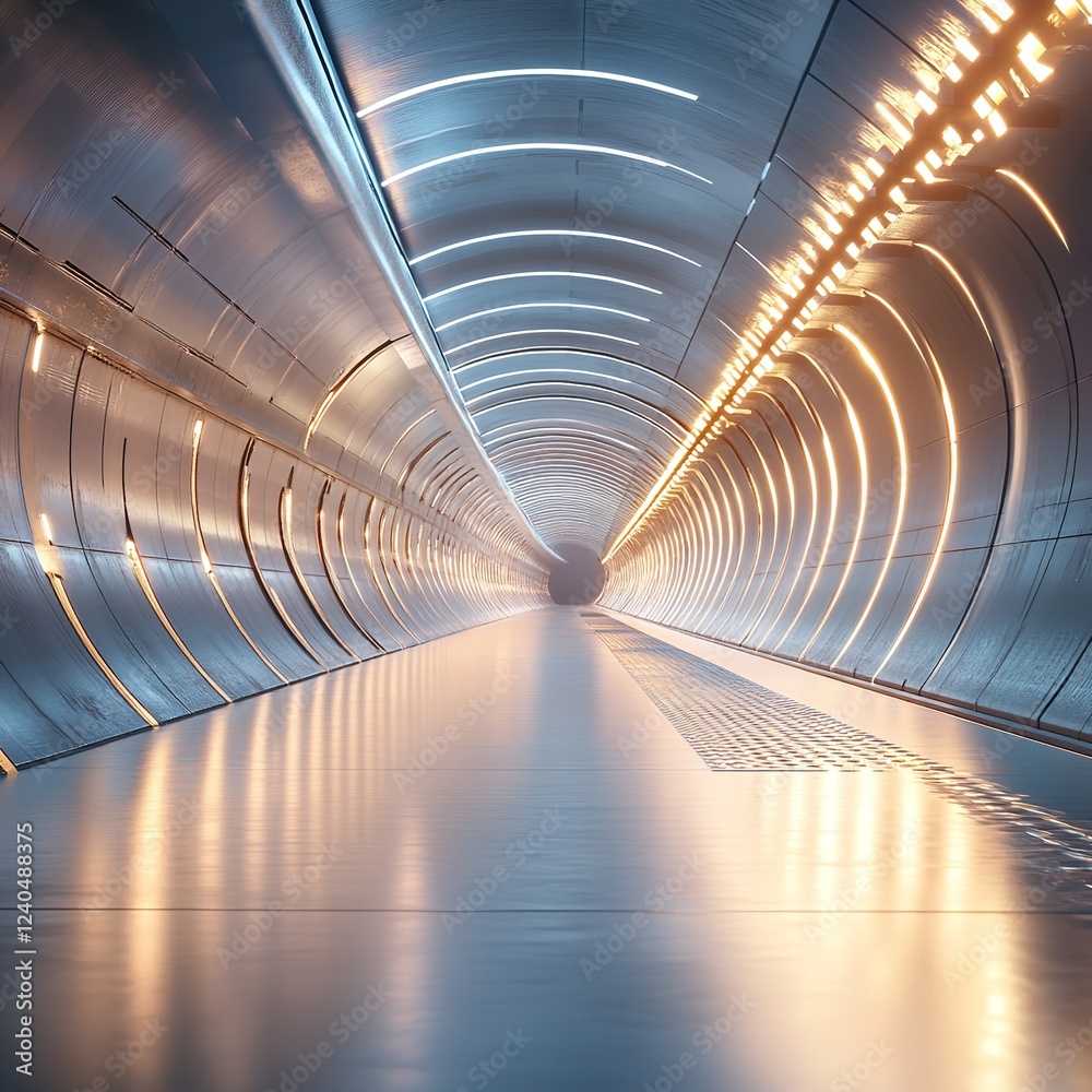 Capture the essence of a high-tech spaceship corridor bathed in cool blue lighting, inviting a sense of calm futuristic exploration Capture the essence of a high-tech spaceship corridor bathed in cool blue lighting, inviting a sense of calm futuristic exploration