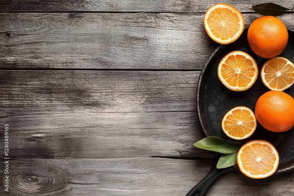Fresh oranges on rustic wooden table Fresh oranges on rustic wooden table