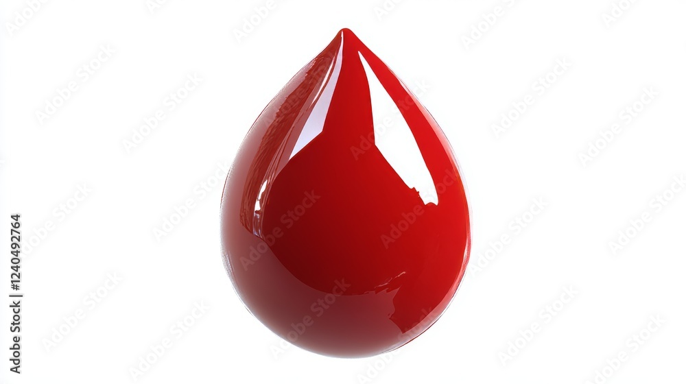 Fototapeta premium 3D drop of red blood cells isolated on a white background. 