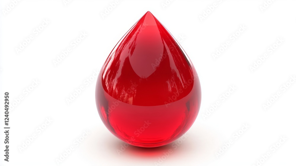 Fototapeta premium 3D drop of red blood cells isolated on a white background. 
