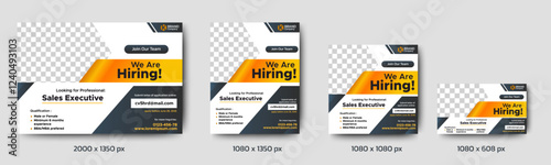 Recruitment advertising template. Recruitment Poster, Job hiring poster, social media, banner, flyer. Digital announcement job vacancies layout	
