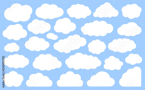 色んな形の雲型フレームのイラストセット