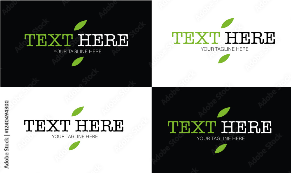 Simple text logo|Text Here logo ideas|Green logo Simple text logo|Text Here logo ideas|Green logo