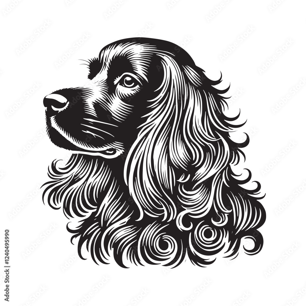 Fototapeta premium Minimalist Cocker Spaniel Dog Silhouette - Cocker Spaniel Dog Vector - Illustration of Cocker Spaniel Dog.
